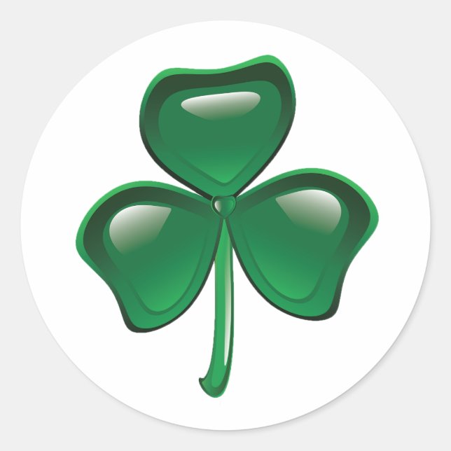 Sticker Rond Green Shamrock Three-Leaf Clover (Devant)