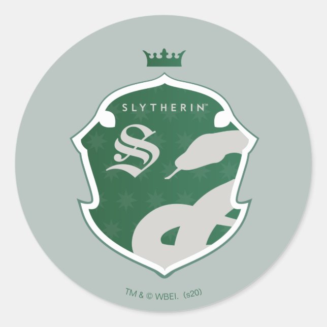 Sticker Rond Green SLYTHERIN™ Décrit Crest courbé (Devant)