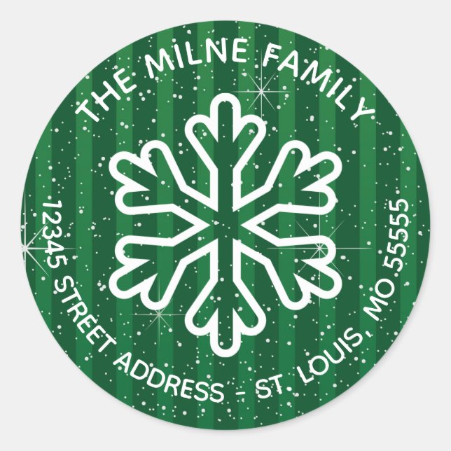 Sticker Rond Green Snowflake - Circle Adresse de retour (Devant)