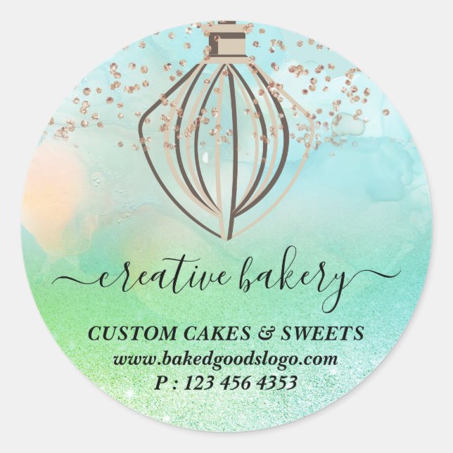 Sticker Rond Green sparkle Bakery Pastry Cake (Devant)
