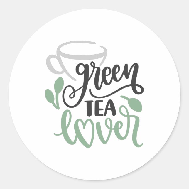 Sticker Rond Green tea lover (Devant)