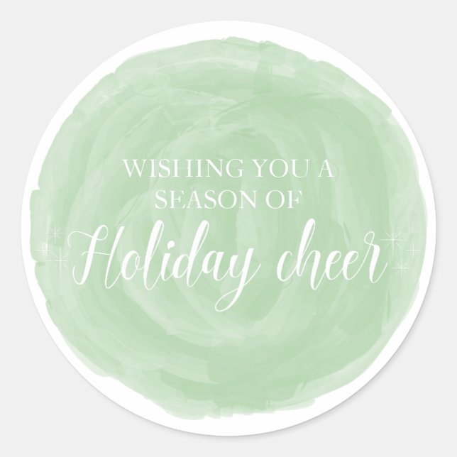 Sticker Rond Green Watercolor Holiday Cheval (Devant)