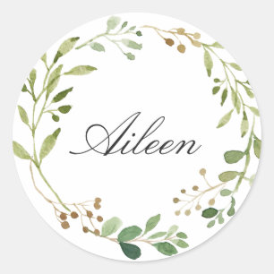 Sticker Rond Green Wreath personnalise le nom