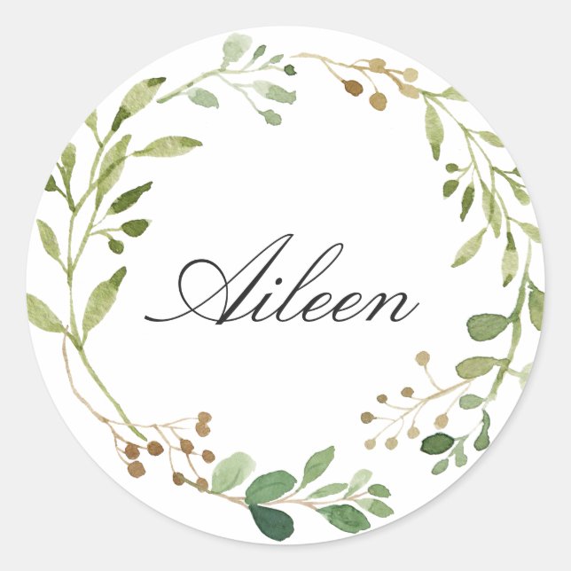 Sticker Rond Green Wreath personnalise le nom (Devant)