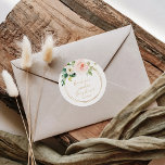 Sticker Rond Greenery & Gold Geometric Baby Shower Thank you<br><div class="desc">This greenery & gold geometric baby shower thank you sticker is perfect for a modern baby shower celebration. The design features lovely white,  pink,  and blush hand-painted roses and a touch of greenery,  adorning gold geometric frames,  inspiring artistic beauty.</div>