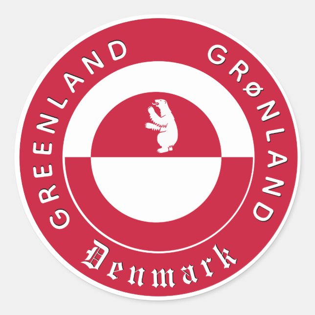 Sticker Rond Greenland Stickers, Bear, Patriotic Greenland Flag (Devant)