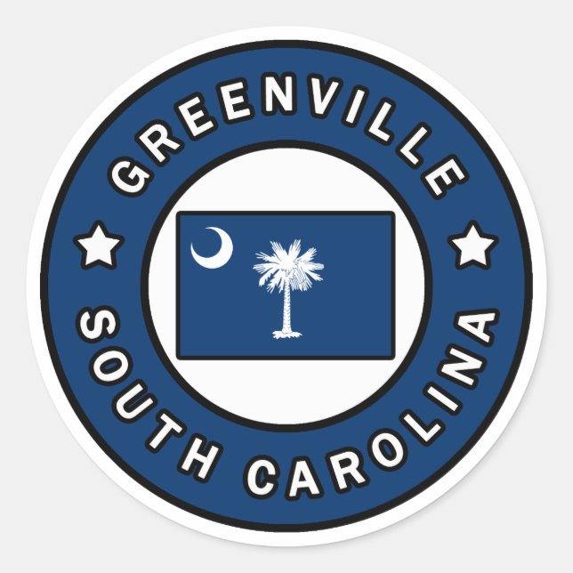 Sticker Rond Greenville Caroline du Sud (Devant)