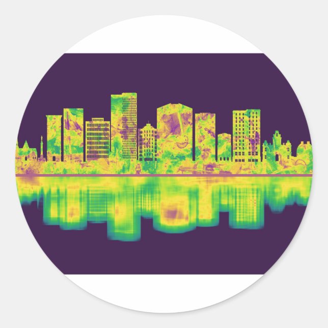 Sticker Rond Greenville Caroline du Sud Skyline (Devant)