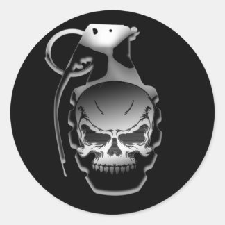 Sticker Rond Grenade crâne