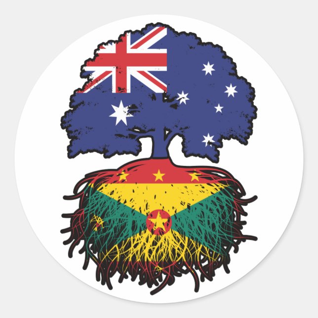 Sticker Rond Grenade Grenade Australie Australie racine d'arbre (Devant)