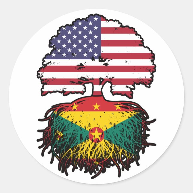 Sticker Rond Grenade Grenade États-Unis Drapeau des racines d'a (Devant)