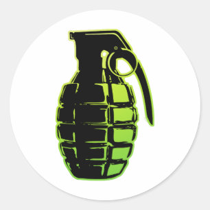 Sticker Rond Grenade main - vert