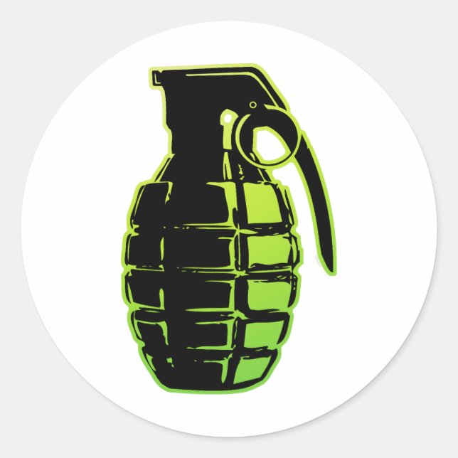 Sticker Rond Grenade main - vert (Devant)