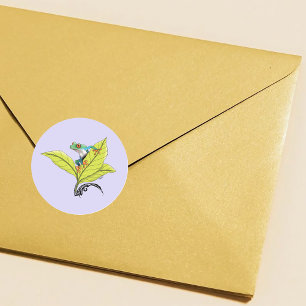 Sticker Rond Grenouille à arbre rouge