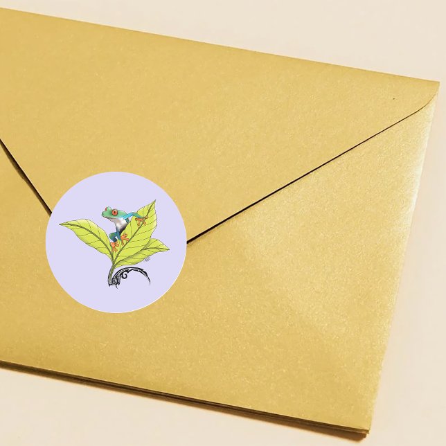 Sticker Rond Grenouille à arbre rouge (Créateur téléchargé)