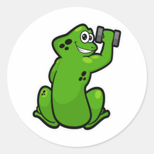 Sticker Rond Grenouille à Bodybuilding avec Dumbbell