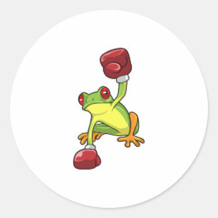 Sticker Rond Grenouille à la boîte avec gants de boxe
