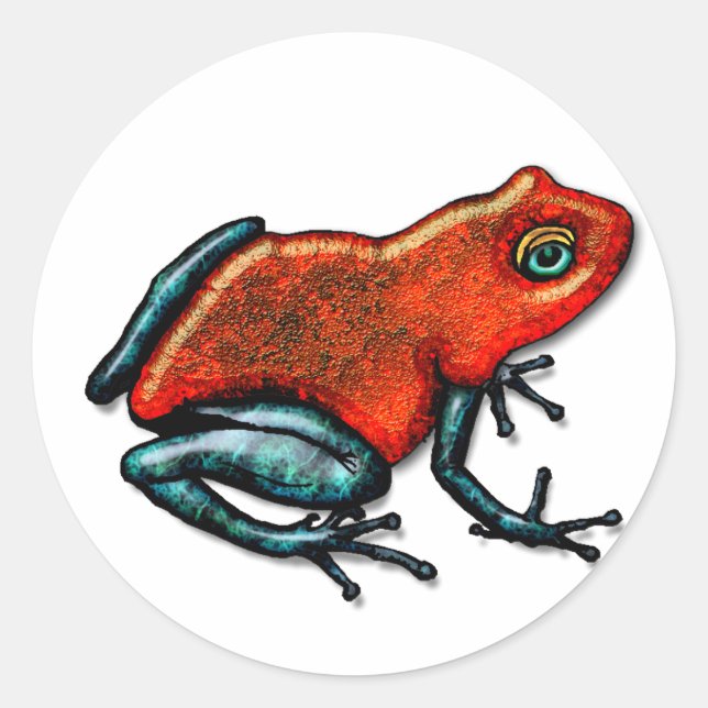 Sticker Rond Grenouille à poison rouge et verte (Devant)