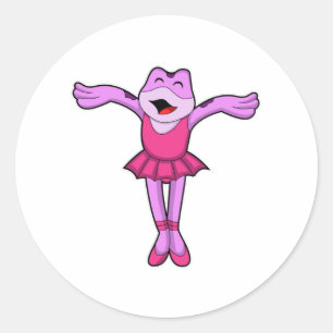 Sticker Rond Grenouille au Ballet Dance avec jupe