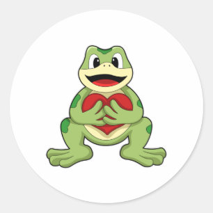 Sticker Rond Grenouille au coeur