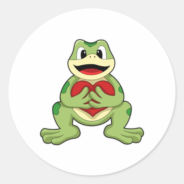 Sticker Rond Grenouille au coeur (Devant)