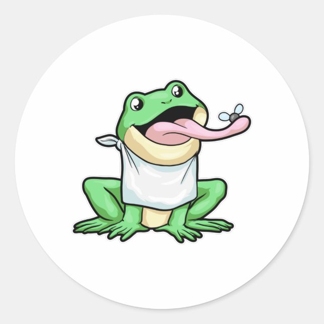 Sticker Rond Grenouille au coléoptère (Devant)