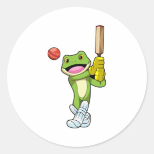 Sticker Rond Grenouille au cricket avec chauve-souris de cricke