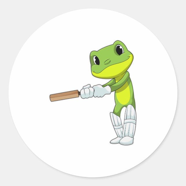 Sticker Rond Grenouille au cricket avec chauve-souris de cricke (Devant)