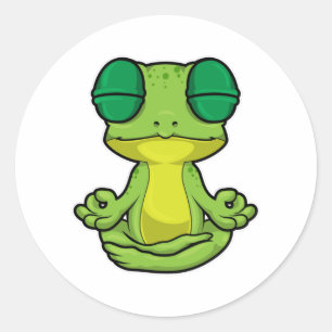 Sticker Rond Grenouille au yoga en jambe croisée