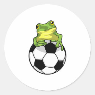 Sticker Rond Grenouille avec balle de football