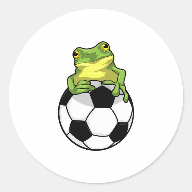 Sticker Rond Grenouille avec balle de football (Devant)