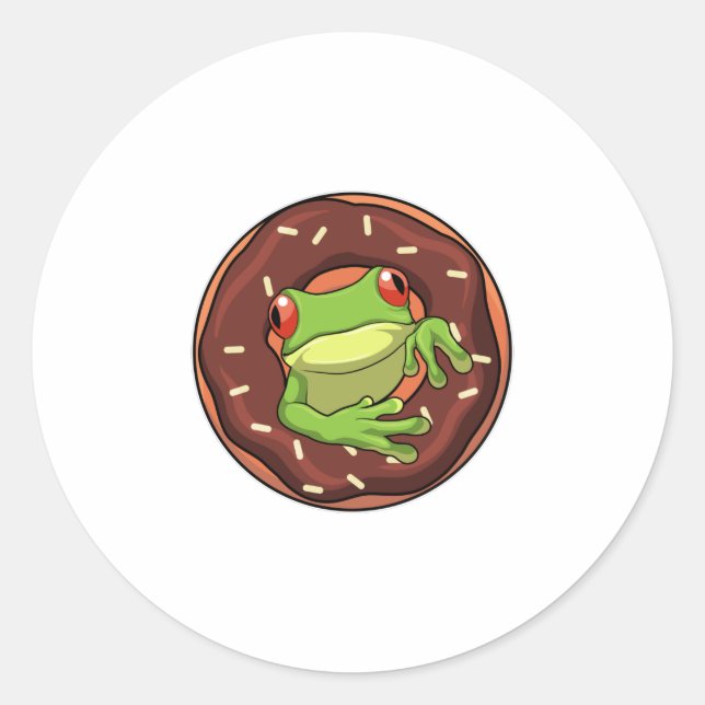 Sticker Rond Grenouille avec beigne (Devant)