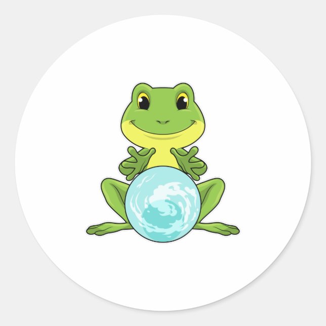Sticker Rond Grenouille avec boule de cristal (Devant)