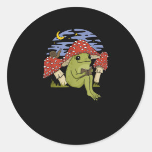 Sticker Rond Grenouille avec chapeau de champignon - Cottagecor