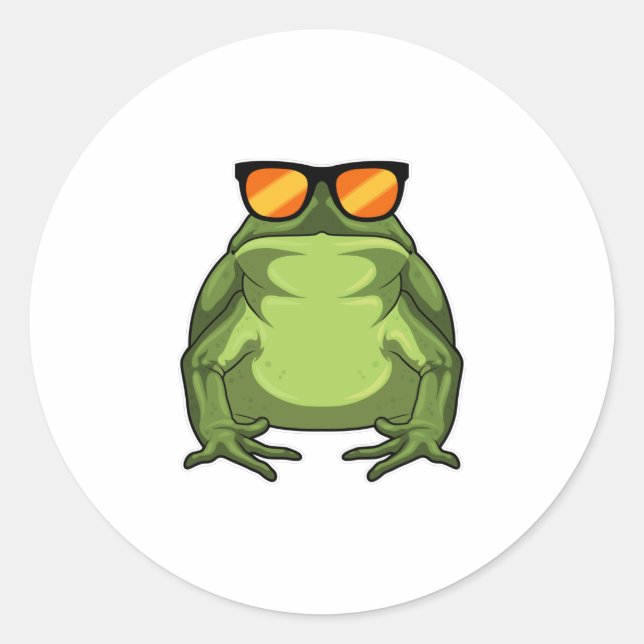 Sticker Rond Grenouille avec lunettes de soleil (Devant)