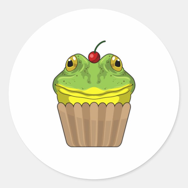 Sticker Rond Grenouille avec muffin (Devant)