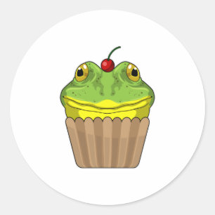 Sticker Rond Grenouille avec muffin