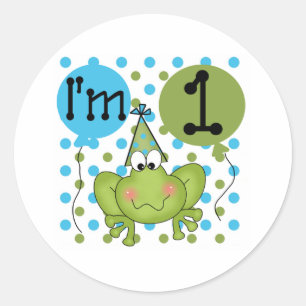 Sticker Rond Grenouille bleue 1er anniversaire