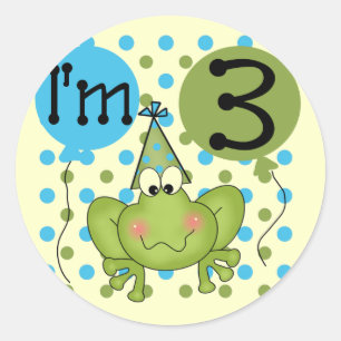 Sticker Rond Grenouille Bleue 3ème Anniversaire Tshirts et cade