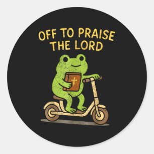 Sticker Rond Grenouille chrétien pour aller louer le Seigneur