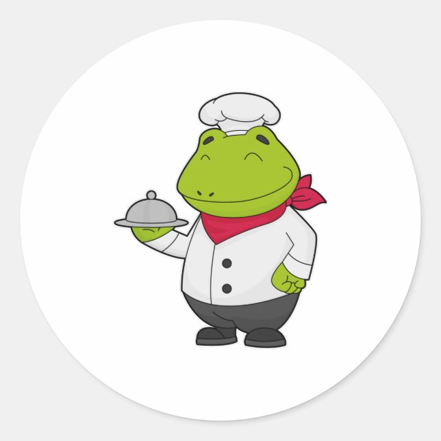 Sticker Rond Grenouille comme cuire avec Plateau (Devant)