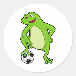 Sticker Rond Grenouille comme joueur de football avec balle de 