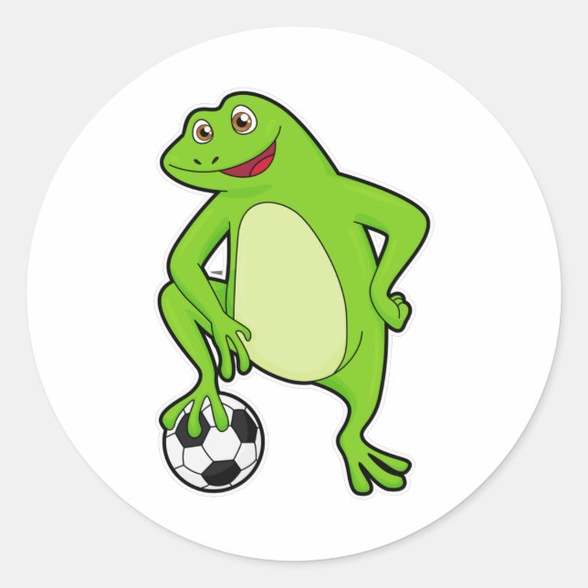Sticker Rond Grenouille comme joueur de football avec balle de  (Devant)