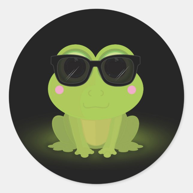 Sticker Rond Grenouille cool (Devant)