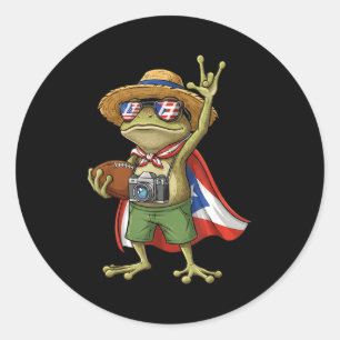 Sticker Rond Grenouille Coqui drapeau de Porto Rico football po