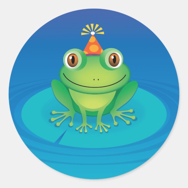 Sticker Rond Grenouille d'anniversaire (Devant)