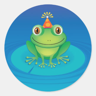Sticker Rond Grenouille d'anniversaire