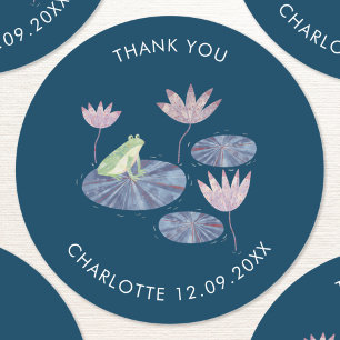 Sticker Rond Grenouille dans un Merci mou d'étang Lily