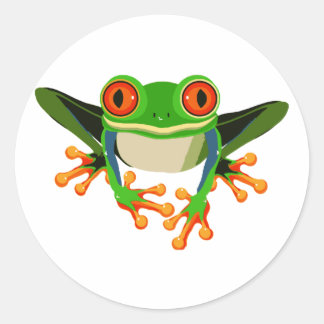 Sticker Rond Grenouille d'arbre observée par rouge