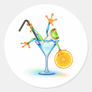 Sticker Rond Grenouille de cocktail